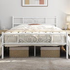 Yaheetech Full Bed Frames Metal Platform Bed with Headboard&Footboard for Bedrooms/No Box Spring Needed/Easy Assembly/Underbed Space: 12.6"/White Full Bed