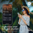 GE Cync A19 LED Smart Light Bulbs, Room Decor Aesthetic Bluetooth and WiFi Color Changing Lights, LED Indoor Light Bulb, Compatible with Alexa and Google (2 Pack)
