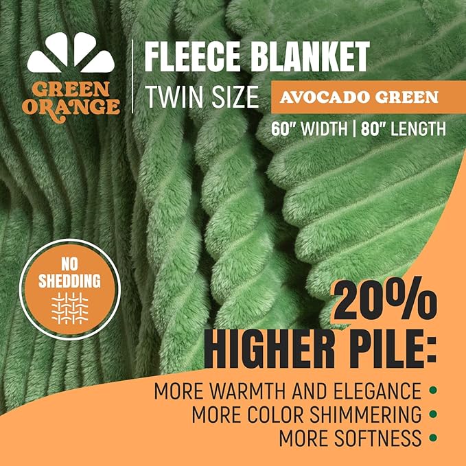 GO Premium Ultra Soft Twin Blanket for Couch - Green Fleece for Living Room, Bedroom, Home Decor - Small Throw for Men, Women (60x80 Inches)