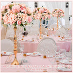 Tigeen 12 Pcs Peonies Artificial Flowers Faux Roses Silk Flowers Hydrangea Artificial Bouquet for Wedding Table Centerpiece Floral Vase Home Office Bridal Decor (Pink)