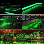 Green Rope Lights,16ft Waterproof, Connectable and Flexible LED Strip Lights with Advanced LEDs and Crystal-Clear Thick PVC Jacket, High Brightness, Great for Deck Pergola Handrail Bedroom