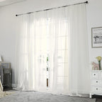 Chyhomenyc Ivory Sheer Curtains 84 Inches Long 2 Panels Set, Light Filtering Cream Voile Window Drapes for Bedroom Living Room, 42Wx84L Inch, Ivory, Set of 2