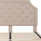 Flash Furniture Brighton Queen Size Tufted Upholstered Platform Bed in Beige Fabric