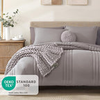 Monbix Queen Comforter Set - 7 Pieces Cloud Purple Bed in a Bag Queen Bedding Sets with Comforters, All Seasons Down Alternative Comforter Bed Set with Sheets, Pillowcases & Shams