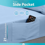 DREAMCARE Twin XL Sheet Sets – 3pcs Cooling Sheets – up to 21” Extra Deep Pocket Twin XL Sheets Set – Hotel Luxury Sheets & Pillowcases – Superior Softness 100% Fine Microfiber with Side Pocket – Blue