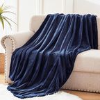Exclusivo Mezcla Fleece Throw Blanket for Couch, Sofa, 300GSM Super Soft and Warm Blankets Navy Blue Throw All Season Use, Cozy, Plush, Lightweight, 50x60 Inches