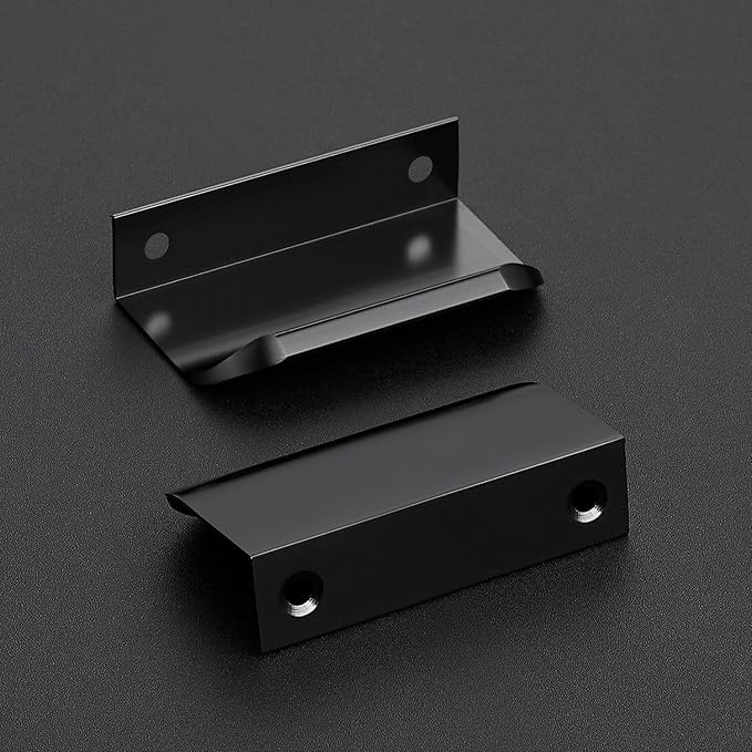 Ravinte Hardware 8 Pack Black Cabinet Handles, 3 Inch (76mm) Finger Edge Pulls, 2 Inch Hole Center, Finger Pulls for Cabinets
