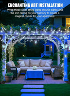 Brightown Outdoor Solar String Lights, 2 Pack 33 Feet 100 Led Solar Powered Fairy Lights with 8 Modes Waterproof Decoration Copper Wire Light for Patio Yard Trees Christmas Wedding Party (Pure White)