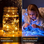 VOOKRY 12 Pack Fairy Lights Battery Operated, 30 LEDs Mini Starry String Lights 10 ft Silvery Copper Wire Lights, Works for Wedding Centerpiece, Party, Table, Christmas Decorations(Multi-Colored)