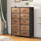 YITAHOME 10 Drawers Dresser - Fabric Storage Tower Organizer Unit for Bedroom, Living Room, Hallway, Closets - Sturdy Steel Frame, Wooden Top & Easy Pull Fabric Bins