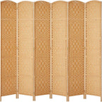 Rose Home Fashion Room Divider, 6 ft Tall Room Dividers and Folding Privacy Screens, 16in Privacy Screen 6 Panel Light Beige Space Temporary Wall Foldable Partition Separation