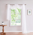LinenZone White Window Scarf Valance in 216 Inch Size. Use Window Scarves as Canopy Bed or Backdrop Curtains, Curtain Scarf, or Sheer Fabric for Draping. (Amazing 55 x 216, White)