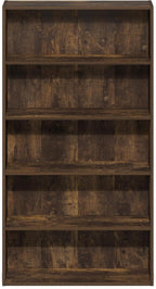 Furinno Basic Book Shelf, 5-Tier Bookshelf, Cube Storage Organizer Bookcase with Open Shelf, 7 x 24 x 44, for Living Room, Bedroom, Home Office, Amber Pine