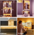 LAFULIT Under Cabinet Lighting Kit - 8 PCS 20 Inch Pre-Cut Strips, 2700K Warm White Flexible LED Strip Lights with Remote and Power Adapter for Kitchen Cabinets, Shelf, Desk, Counter - 13ft