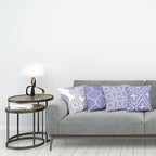 Ambesonne Vintage Throw Pillow Cushion Case Pack of 4, Monochrome Design Grid Trellis Quatrefoil Mesh and Dahlia Flowers Modern Print, Modern Accent Double-Sided Digital Printing, 18", Lavender White
