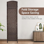 FDW Room Divider 6FT Wooden Screen Folding Privacy Screens Portable Wall Dividers for Home Office Bedroom, Dark Brown
