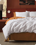 Bedsure Cotton Duvet Cover Queen - 100% Cotton Waffle Weave Bright White Duvet Cover Queen Size, GentleSoft™ and Breathable Bedding Set for All Season, 3 Pieces, 90"x90"