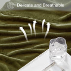 Exclusivo Mezcla Fleece Blanket Queen Size for Bed, Super Soft and Warm, All Season Use, Cozy, Plush, Lightweight, 90x90 Inches, Olive Green