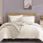 Monbix King Size Comforter Set - 7 Pieces Bed in a Bag King, Snow White Bedding Sets with Comforter, All Seasons Down Alternative Comforter Bed Set with Sheets, Pillowcases & Shams