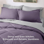 Bedsure Queen Comforter Set - 7 Pieces Reversible Grayish Purple Bedding, Queen Size Bed Set for All Seasons, Bed in a Bag with Down Alternative Comforter, Sheets, Pillowcases & Shams