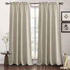 RYB HOME Natural Beige Linen Sheer Curtains 108 inches Long for Living Room and Dining Room, Weave Textured/Rod Pocket, Light Filtering Sheer Curtains and Drapes, W 52 x L 108 inches, 2 Panels Set
