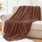 Exclusivo Mezcla Extra Large Fleece Throw Blanket for Couch, Sofa, 300GSM Super Soft and Warm Blankets, Brown Throw All Season Use, Cozy, Plush, Lightweight, 50x70 Inches