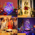 btfarm 30 Pack Fairy Lights Battery Operated [3 Modes], 7ft 20 Led Twinkle String Lights Waterproof Bulk Small Mini Sliver Wire for Christmas Mason Jars Wedding Table Centerpiece, Warm White/Colorful