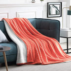 Walensee Sherpa Fleece Blanket (Queen Size 90”x90” Coral) Plush Throw Fuzzy Super Soft Reversible Microfiber Flannel Blankets for Couch, Bed, Sofa Ultra Luxurious Warm and Cozy for All Seasons