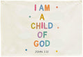 Christian Bible Verse Scripture Rectangular Banner Flag Wall Sign Decor Gift for Baby Girl Women-Nursery Baby Room Bedroom Decor-Baby,Shower Birthday Christmas Gift-I am a Child of God