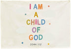 Christian Bible Verse Scripture Rectangular Banner Flag Wall Sign Decor Gift for Baby Girl Women-Nursery Baby Room Bedroom Decor-Baby,Shower Birthday Christmas Gift-I am a Child of God