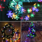 BrizLabs Colored Snowflake Lights, 40 LED 16.08ft Snow Flake Christmas Lights with Remote, 8 Modes LED String Lights Waterproof, Dimmable Battery Xmas Lights for Indoor Outdoor Christmas Tree Decor