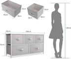 YITAHOME 5 Drawer Dresser - Fabric Storage Tower, Organizer Unit for Bedroom, Living Room, Hallway, Closets - Sturdy Steel Frame, Wooden Top & Easy Pull Fabric Bins