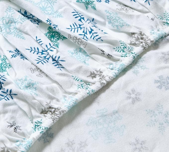 Eddie Bauer - King Sheets, Cotton Flannel Bedding Set, Brushed For Extra Softness, Cozy Home Decor (Tossed Snowflake, King)