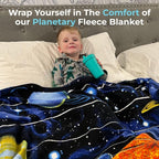 Dawhud Direct Fleece Throw Blanket - 50x60-Inch Plush Space Blanket with Solar System Design for Kids and Adults - Soft and Cozy for Bed, Couch, or Travel