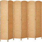 Rose Home Fashion Room Divider, 6 ft Tall Room Dividers and Folding Privacy Screens, 16in Privacy Screen 6 Panel Light Beige Space Temporary Wall Foldable Partition Separation