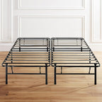 Best Price Mattress 14-inch Foldable Quickbase Metal Platform Bed Frame with Tool Free Easy Assembly, Wood Slats No Box Spring Needed, Black, Cal King