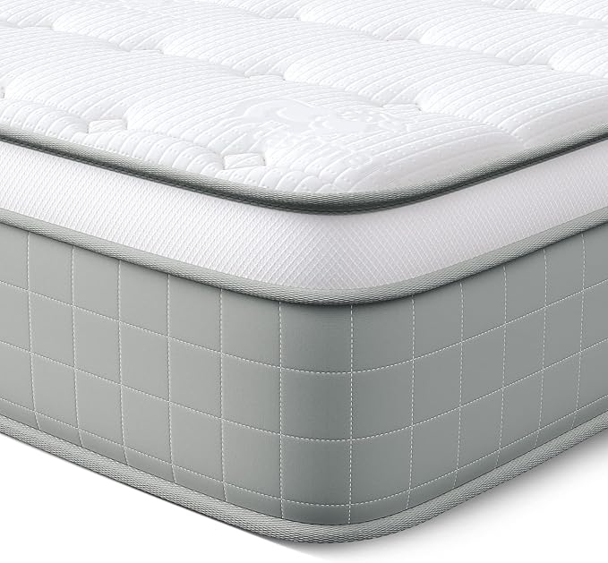 Vesgantti Queen Mattresses, 10 Inch Innerspring Hybrid Queen Size Mattress, Pressure Relief Pocket Spring Mattress in a Box with Breathable Memory Foam, Medium Firm, CertiPUR-US Certified