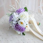 Wedding Bouquets for Bride Bridesmaid, Artificial Lilac Bride Flower Bouquet for Wedding Church Decoration Ceremony, Anniversary, etc, Roses Flowers