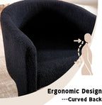 Modern Sherpa Barrel Dining Chairs Set of 5, Upholstered Boucle Dining Chairs Accent Chairs with Arms Comfy Makeup Vanity Chairs, Dining Living Room Kitchen Chairs, Black