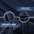 Exclusivo Mezcla Fleece Bed Blanket Twin Size, Super Soft and Warm Blankets for Couch, Sofa and Bed Waffle Textured, Cozy, Fuzzy and Lightweight (Navy Blue, 60x80 inches)