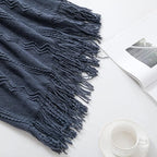 BOURINA Navy Throw Blanket 50x60 Inches Throw Textured Solid Soft Sofa Throw Couch Cover Knitted Decorative Blanket