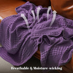 PHF 100% Cotton Waffle Weave Blanket Queen Size for Bed, Soft Lightweight & Breathable, All-Season Comfort, Luxury Aesthetic Woven Bedding for Home Decor, 90"x90", Grape Purple