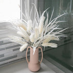 7 PCS Artificial Fall Stem Fake Plants, 26 in Fake Leaves Autumn Greenery Branches White Flowers Faux Foliage DIY Stems for Vase Thanksgiving Home Kitchen Office Indoor Centerpiece Table Decoration