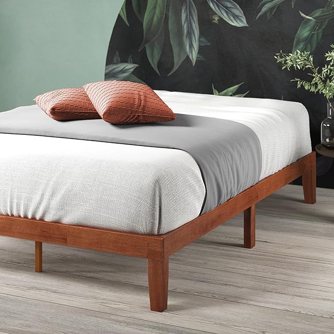ZINUS Wen Wood Platform Bed Frame, Solid Wood Foundation, Wood Slat Support, No Box Spring Needed, Easy Assembly, Cherry, Full