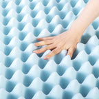 Best Price Mattress 4 Inch Egg Crate Memory Foam Mattress Topper with Cooling Gel Infusion, CertiPUR-US Certified, Dorm Essentials, TwinXL, Light Blue