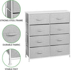 mDesign 38.31" High Steel Frame/Wood Top Storage Dresser Furniture Unit with 8 Removable Fabric Drawers - Large Bureau Organizer for Bedroom, Living Room, or Closet - Lido Collection, Gray