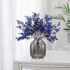 JAKY-Global Real Babys Breath Artificial Flowers Dark Blue 6 Bundle Vase Filler European Fake Silk Plants Decor Dresser Wedding Party Decoration Bouquets DIY Home Garden