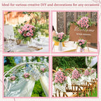 Zeyune 16 Bunches 12 Inch Artificial Mini Rose Bouquet 160 Heads Bridal Flower Bouquets Fake Silk Rose Bulk for Wedding Bridal Shower Christmas Home Office Garden Decoration(Light Pink)