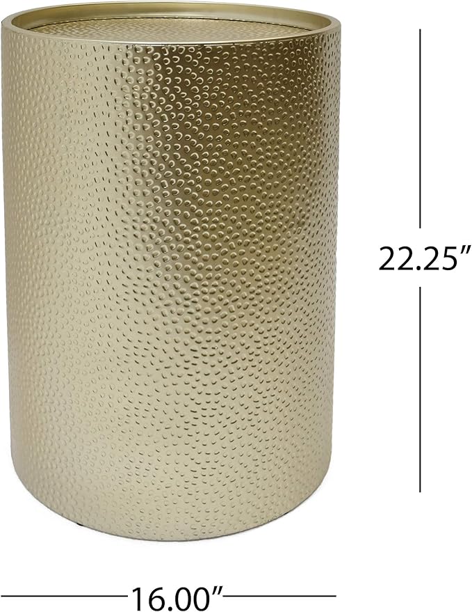 Christopher Knight Home Rache Modern Round Accent Table with Hammered Iron, Gold 16 in x 16 in x 22.25 in