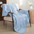PHF Pre-Washed Cotton Waffle Weave Blanket Throw Size for Couch Bed,Snag Proof Spring Summer Lightweight Breathable,Oeko-TEX Certified,Machine Washable, Home Decor Gift，Sky Blue/Baby Blue